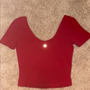 Lululemon Athletica Red Fitted Crop Bodysuit